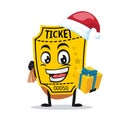 Vector illustration of ticket mascot or character Royalty Free Stock Photo