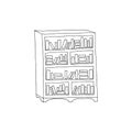 Vector illustration of 4- tier wooden bookcase with many books on the shelves. Hand drawn bookcase. Black and white coloring page Royalty Free Stock Photo