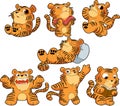 Vector illustration of Tiger cartoon set collection
