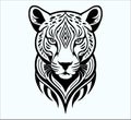 Vector Illustration of a Tiger Head Tattoo, Stylized Logo and Symbol Royalty Free Stock Photo