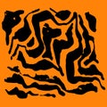 Vector illustration tiger print pattern. Orange and black hand drawn background. Royalty Free Stock Photo