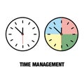 Vector illustration for time management and solution. Clock. Businnes