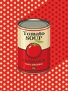 Illustration of a tin can with label tomato soup