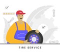 Vector illustration tire service center concept