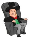 Vector of cowboy sleeping on armchair