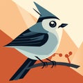 Vector illustration of a titmouse sitting on a branch. Cute cartoon bird. Generative AI
