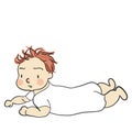 Vector illustration of toddler in prone position Royalty Free Stock Photo