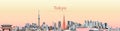 Vector illustration of Tokyo city skyline at sunrise