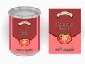 Vector illustration of a tomato soup canned in a tin can Royalty Free Stock Photo