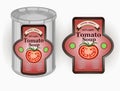 Vector illustration of a tomato soup canned in a tin can Royalty Free Stock Photo