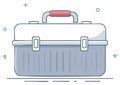 Vector illustration of a tool box with a red handle and metal clasps Royalty Free Stock Photo
