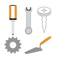 Vector illustration tool set, minimal design collection