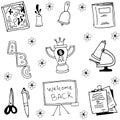 Vector illustration tools schoool in doodle Royalty Free Stock Photo