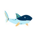 Vector illustration toothy white shark on a white background Royalty Free Stock Photo