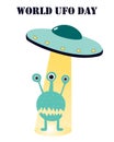 Vector illustration on the topic of ufology: ufo, alien.