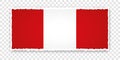 Vector illustration of torn paper banner with flag of Peru on transparent background Royalty Free Stock Photo