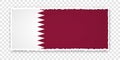 Vector illustration of torn paper banner with flag of Qatar on transparent background Royalty Free Stock Photo