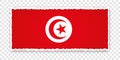 Vector illustration of torn paper banner with flag of Tunis on transparent background Royalty Free Stock Photo