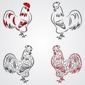 Vector illustration of a totem tribal animal - Rooster - in graphic style