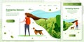 Vector illustration tourist backpack girl and dog Royalty Free Stock Photo