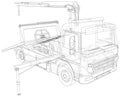 Vector Illustration of Tow Truck. Towing. Drawing outline isolated on white background Royalty Free Stock Photo