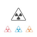 Vector illustration toxic sign, symbol. Warning radioactive zone in triangle icon set isolated on white background