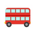 Vector illustration of a toy car in a flat style. Icon of a double deck bus. Logo design Royalty Free Stock Photo