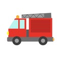 Vector illustration of a toy car in a flat style. Icon of a fire truck. Logo design Royalty Free Stock Photo