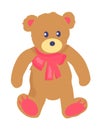 Vector Illustration of Toy Teddy Bear with Baw Royalty Free Stock Photo