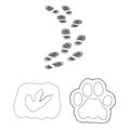 Vector design of track and footstep icon. Collection of track and silhouette vector icon for stock. Royalty Free Stock Photo