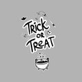 Vector illustration with traditional Halloween elements and trick or treat lettering Royalty Free Stock Photo