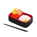 Vector illustration of traditional japanese bento box isolated on white.