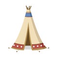 Vector illustration of a traditional native americans teepee in cartoon style isolated on white background.