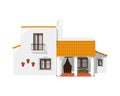Vector illustration of a traditional Spain Andalusian farmhouse in cartoon style isolated on white background.