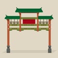 Vector illustration of a traditional-style Chinese gate