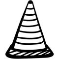 Vector Illustration Traffic Cone Black Outline Simple Design for Safety and Construction Projects Royalty Free Stock Photo