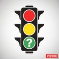 Vector illustration of a traffic light with three circular lights arranged vertically. The Royalty Free Stock Photo