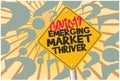 Vector Illustration Of Traffic Sign Warning COVID-19 Emerging Market Thriver