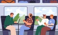 Vector illustration of train journey interior