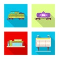 Vector illustration of train and station icon. Set of train and ticket stock vector illustration. Royalty Free Stock Photo