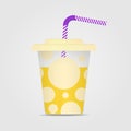 A transparent plastic cup, with a lid and a straw. Royalty Free Stock Photo