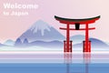 Vector illustration travelling and holidays to Japan