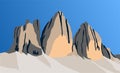 Vector illustration Tre cime di Lavaredo with blue sky