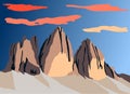 Vector illustration Tre cime di Lavaredo