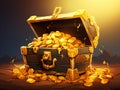 vector illustration of treasure chest full of gold Royalty Free Stock Photo