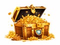 vector illustration of treasure chest full of gold