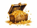 vector illustration of treasure chest full of gold Royalty Free Stock Photo