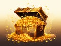 vector illustration of treasure chest full of gold