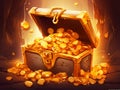 vector illustration of treasure chest full of gold Royalty Free Stock Photo