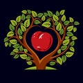 Vector illustration of tree with branches in the shape of heart Royalty Free Stock Photo